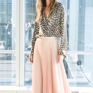 New Club Monaco 100% Silk Leopard Print Satin PJ Blouse